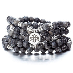108 Beaded Natural Stones Mala Buddha Lotus Tree Chakra Yoga Couple Charmed Stretchy Strand Bracelets