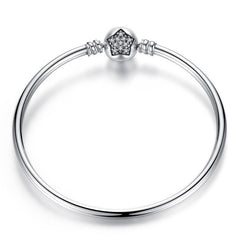 Pulseira 925 Sterling Silver Bracelet Femme Snowflake Heart Blue Eye Femme Snake Chain Bracelets & Bangles Women Jewelry