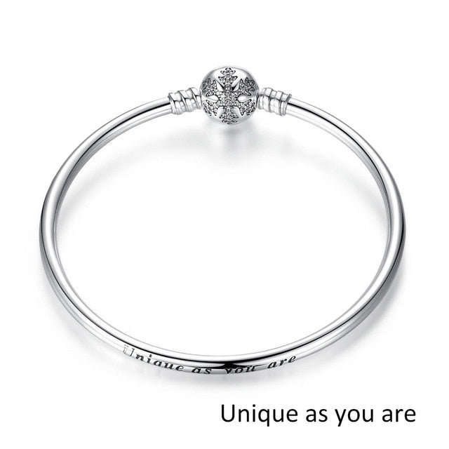 Pulseira 925 Sterling Silver Bracelet Femme Snowflake Heart Blue Eye Femme Snake Chain Bracelets & Bangles Women Jewelry