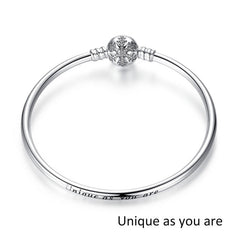 Pulseira 925 Sterling Silver Bracelet Femme Snowflake Heart Blue Eye Femme Snake Chain Bracelets & Bangles Women Jewelry