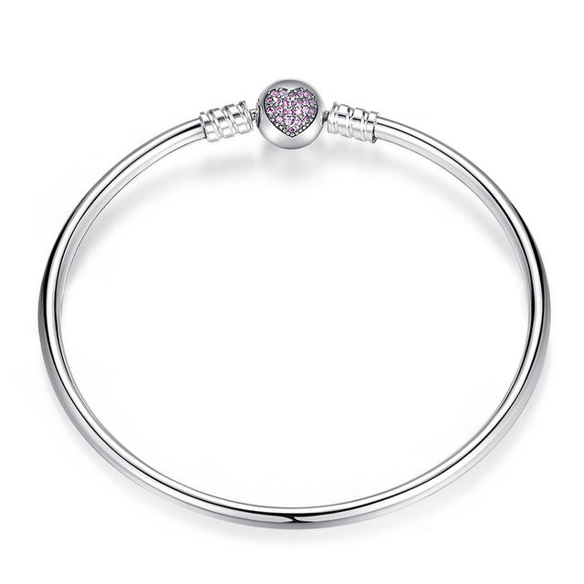 Pulseira 925 Sterling Silver Bracelet Femme Snowflake Heart Blue Eye Femme Snake Chain Bracelets & Bangles Women Jewelry