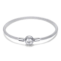 Pulseira 925 Sterling Silver Bracelet Femme Snowflake Heart Blue Eye Femme Snake Chain Bracelets & Bangles Women Jewelry