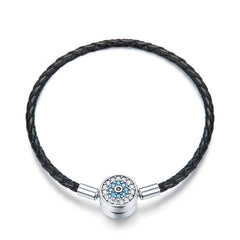 Pulseira 925 Sterling Silver Bracelet Femme Snowflake Heart Blue Eye Femme Snake Chain Bracelets & Bangles Women Jewelry