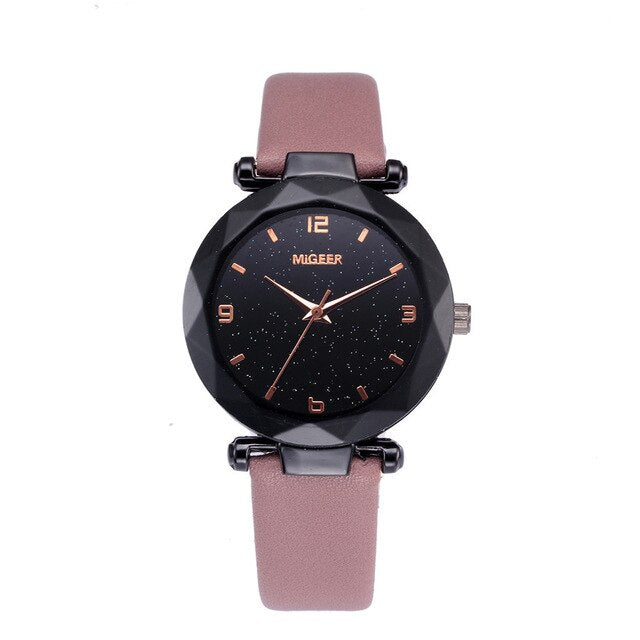 Starry Sky Women Wacthes Top Brand Luxury Casual Quartz Leather Watchband Strap Clock Analog Wrist Watch for female reloj mujer