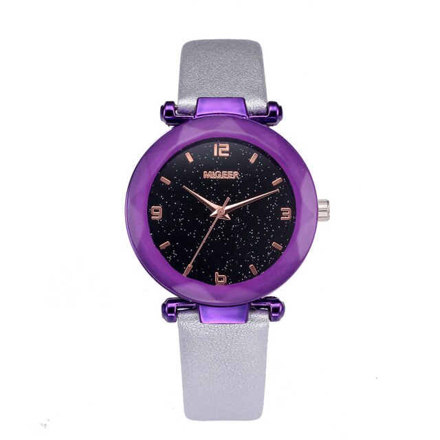 Starry Sky Women Wacthes Top Brand Luxury Casual Quartz Leather Watchband Strap Clock Analog Wrist Watch for female reloj mujer