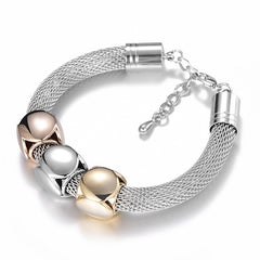 Bracelets & Bangles Classic Silver Color Love Cube Charm Bracelets Mesh Metal Hollow Jewelry For Women Christmas Gifts B219