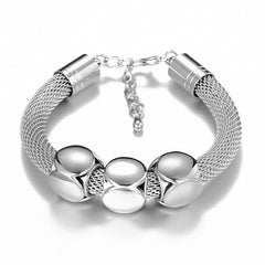 Bracelets & Bangles Classic Silver Color Love Cube Charm Bracelets Mesh Metal Hollow Jewelry For Women Christmas Gifts B219