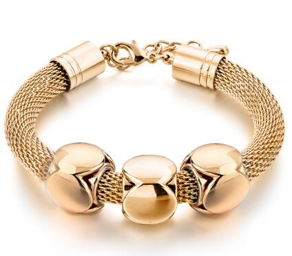 Bracelets & Bangles Classic Silver Color Love Cube Charm Bracelets Mesh Metal Hollow Jewelry For Women Christmas Gifts B219