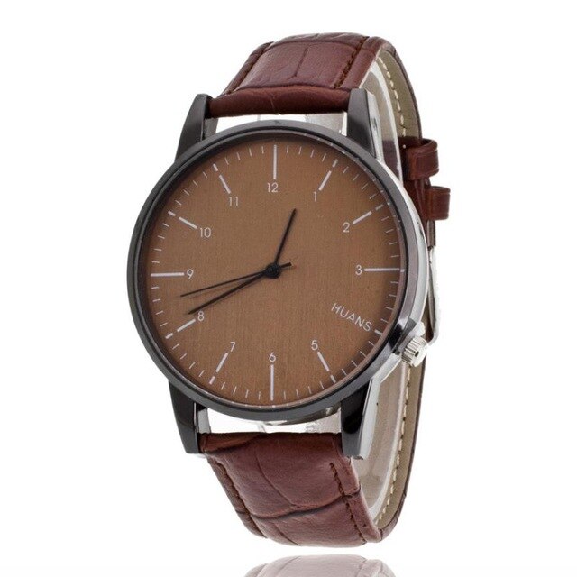 Genvivia WatchMale Pattern Leather Band Wacthes Analog Quartz Vogue Watch Mens Watches Relojes mujer #EL