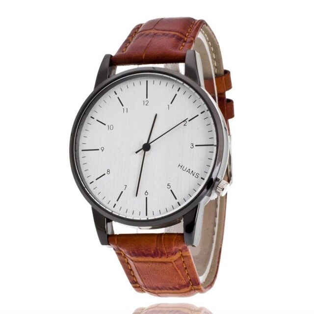 Genvivia WatchMale Pattern Leather Band Wacthes Analog Quartz Vogue Watch Mens Watches Relojes mujer #EL