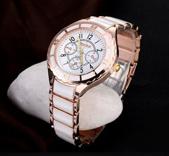 New Elegant Watch Stainless Steel Round Dial Quartz Sport Watches Women Fashion White Face Luxury style wacthes relogio feminino