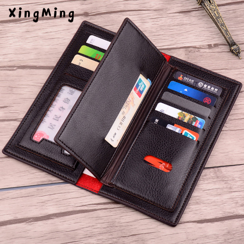 Men PU leather long clutch wallet business men Cards holder purse brown black male fashion pocket wallet Coin bag purse Billfold