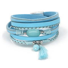 VONNOR Jewelry Boho Bracelets for Women Leather Wrap Bracelet Stone Tassel Charm Bracelets autumn Winter Femme Accessories
