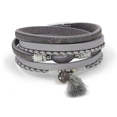 VONNOR Jewelry Boho Bracelets for Women Leather Wrap Bracelet Stone Tassel Charm Bracelets autumn Winter Femme Accessories