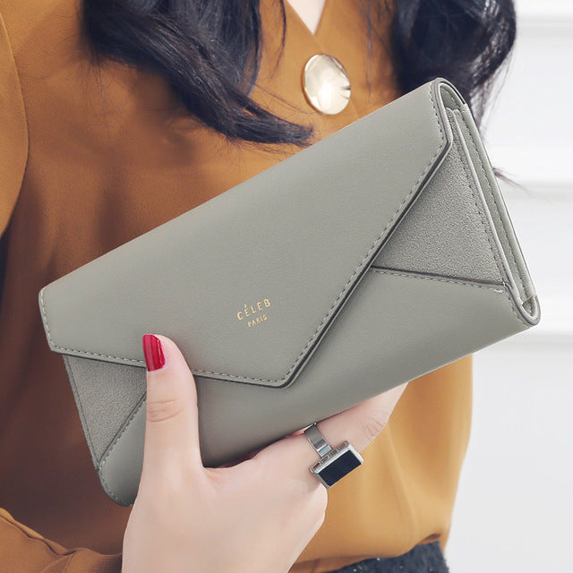 2018 Luxury Brand Designer Leather Wallets Women Long Hasp Coin Purses Clutch Phone Wallets Female Credit Card Holder Money Bags