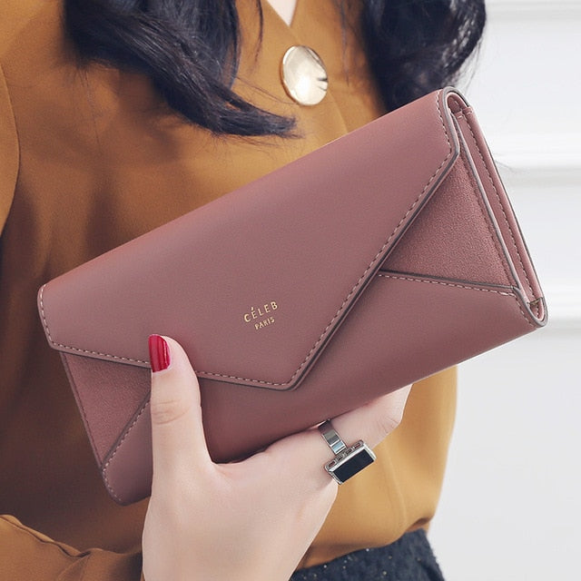 2018 Luxury Brand Designer Leather Wallets Women Long Hasp Coin Purses Clutch Phone Wallets Female Credit Card Holder Money Bags