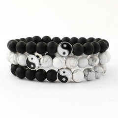 Distance Bracelet Classic Natural Stone White and Black Yin Yang Beaded Bracelets for Men Women Best Friend Drop Shipping