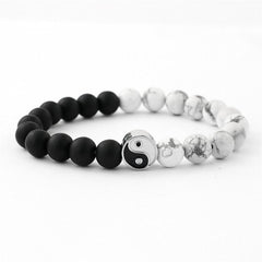 Distance Bracelet Classic Natural Stone White and Black Yin Yang Beaded Bracelets for Men Women Best Friend Drop Shipping
