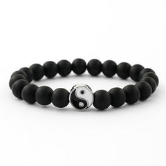Distance Bracelet Classic Natural Stone White and Black Yin Yang Beaded Bracelets for Men Women Best Friend Drop Shipping