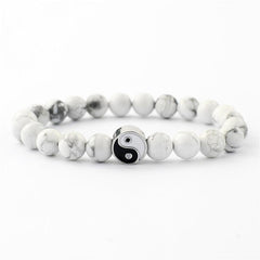 Distance Bracelet Classic Natural Stone White and Black Yin Yang Beaded Bracelets for Men Women Best Friend Drop Shipping